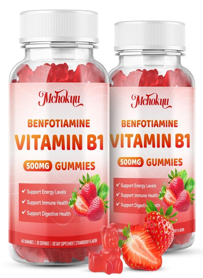 Mchokuu Vitamin B1 Gummies 500mg with Benfotiamine | High Potency Thiamine Supplement for Women & Men Energy Support | Sugar Free, Vegan, Non-GMO | Natural Strawberry Flavor, 120 Count - Image 1