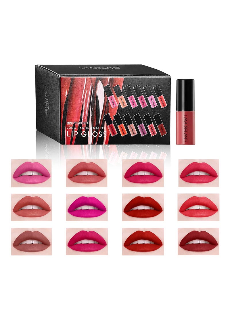 LAMUSELAND - LAMUSELAND Wholesale 12Pcs Travel Suit Waterproof Long Lasting Matte Lip Gloss Sample Size Liquid Lipstick Makeup Set - Image 1