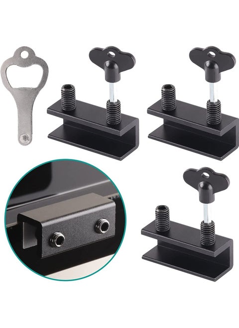 Window Locks, 4 Sets Sliding Window Locks with Key Easy to Install, for Vertical & Horizontal Sliding Windows Doors, Adjustable Security Window Lock for Patio Bedroom Home, and Office (Black)