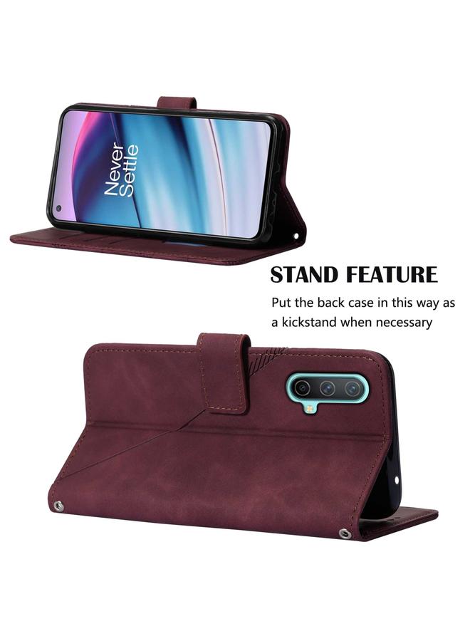 اس-توب جراب هاتف OnePlus Nord CE 5G Crossbody مصنوع من الجلد المنقوش ثلاثي الأبعاد - Image 5