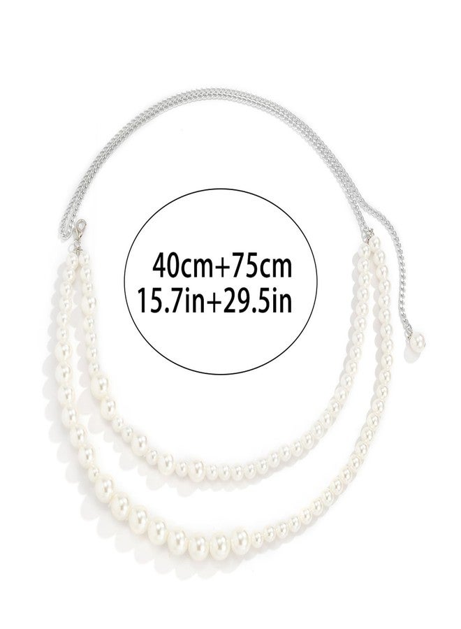 WFik Sexy Double Layered Pearl Waist Chain Belt for Women Summer Bikini Beads Belly Body Chain Festival Rave Pearl Belly Belt Body Jewelry Accessories (White) - Image 5