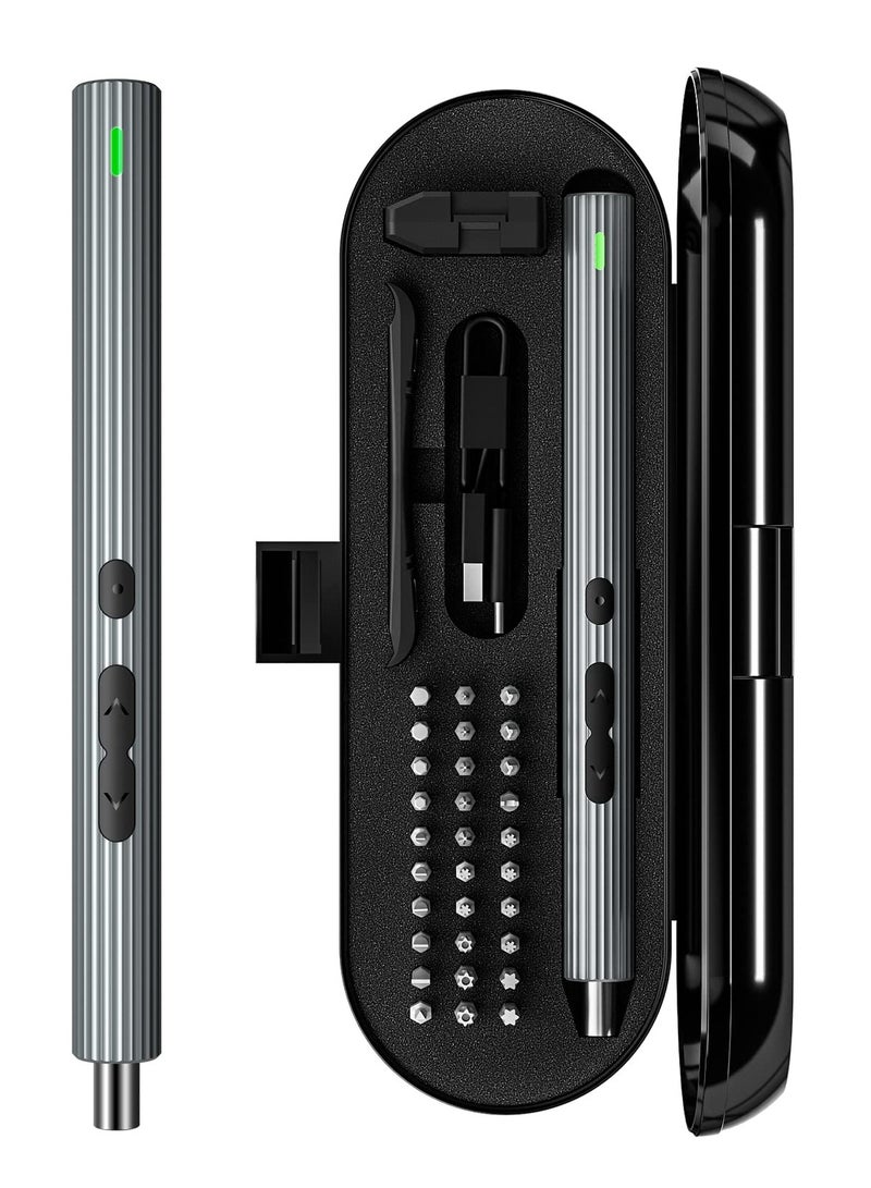 SYOSI Mini Electric Screwdriver, 36 in 1 Cordless Precision Power Screwdriver Set with 30 Magnetic Bits, Rechargeable Repair Tool Kit with LED Lights Magnetic Mat, USB Charging, for Camera PC Laptops  - Image 1