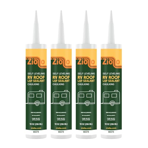 Ziollo RV Roof Lap Sealant  SelfLeveling EPDM Caulk for Rubber Roofs Seams  Vents  Waterproof Sealant for Motorhomes Trailers  Campers  White 110 oz Tubes