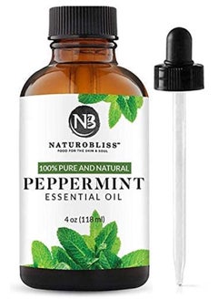 NaturoBliss Peppermint Essential Oil, 100% Pure and Natural Therapeutic Grade, Premium Quality Peppermint Oil, 4 fl. Oz - Perfect for Aromatherapy and Relaxation  - Image 1