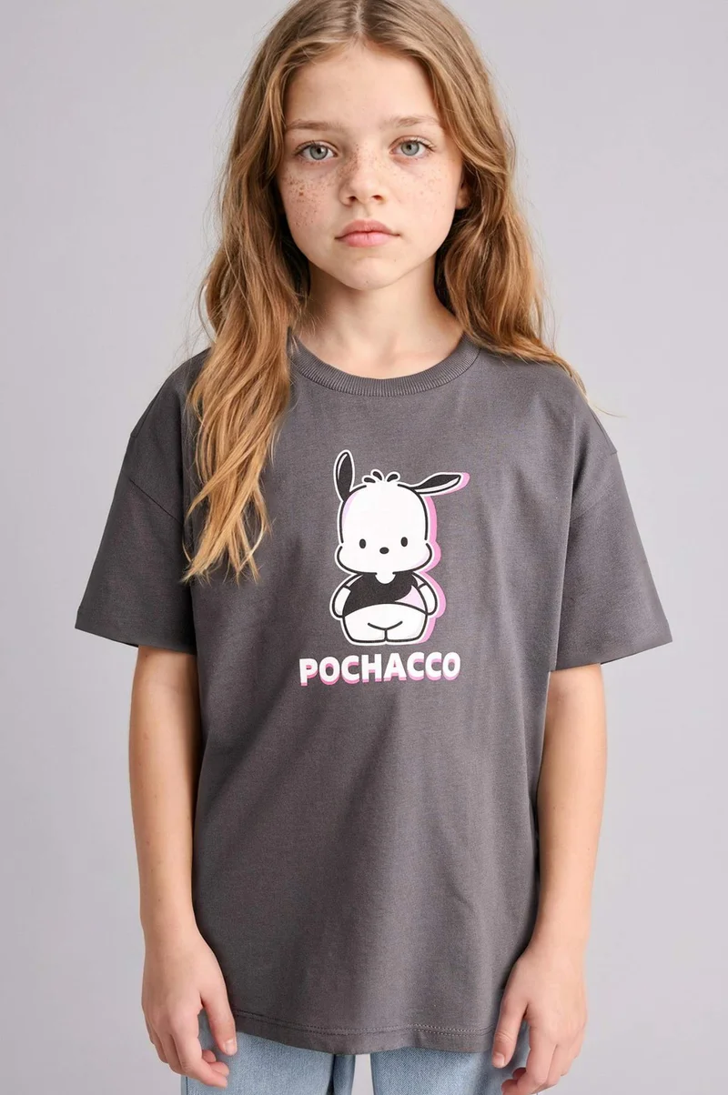 DeFacto Girl Oversize Fit Pochacco Print Short Sleeve T-Shirt