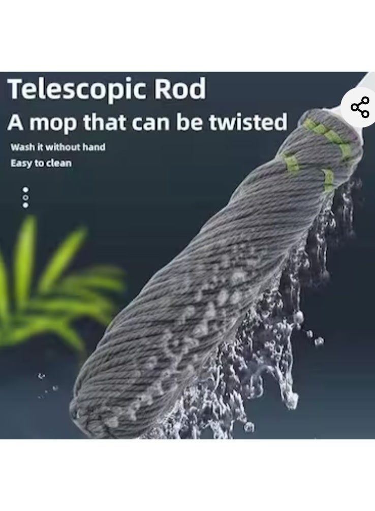 Microfiber Twist Mop for Floor Cleaning, Self-Wringing Squeeze Mop with Telescopic Rod, Reusable, Grey - Image 2