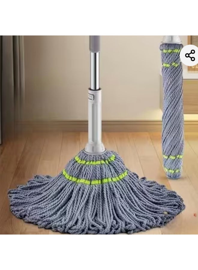 Microfiber Twist Mop for Floor Cleaning, Self-Wringing Squeeze Mop with Telescopic Rod, Reusable, Grey - Image 1