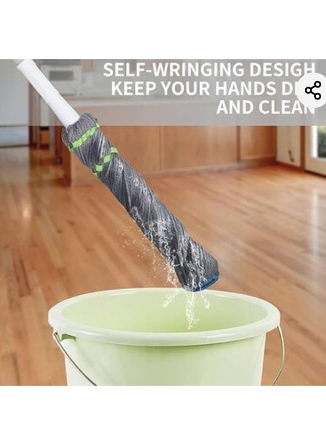 Microfiber Twist Mop for Floor Cleaning, Self-Wringing Squeeze Mop with Telescopic Rod, Reusable, Grey - Image 5