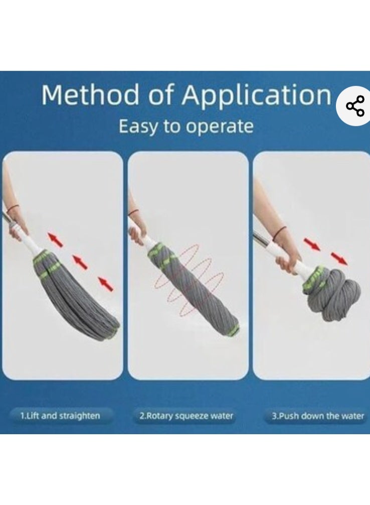 Microfiber Twist Mop for Floor Cleaning, Self-Wringing Squeeze Mop with Telescopic Rod, Reusable, Grey - Image 4