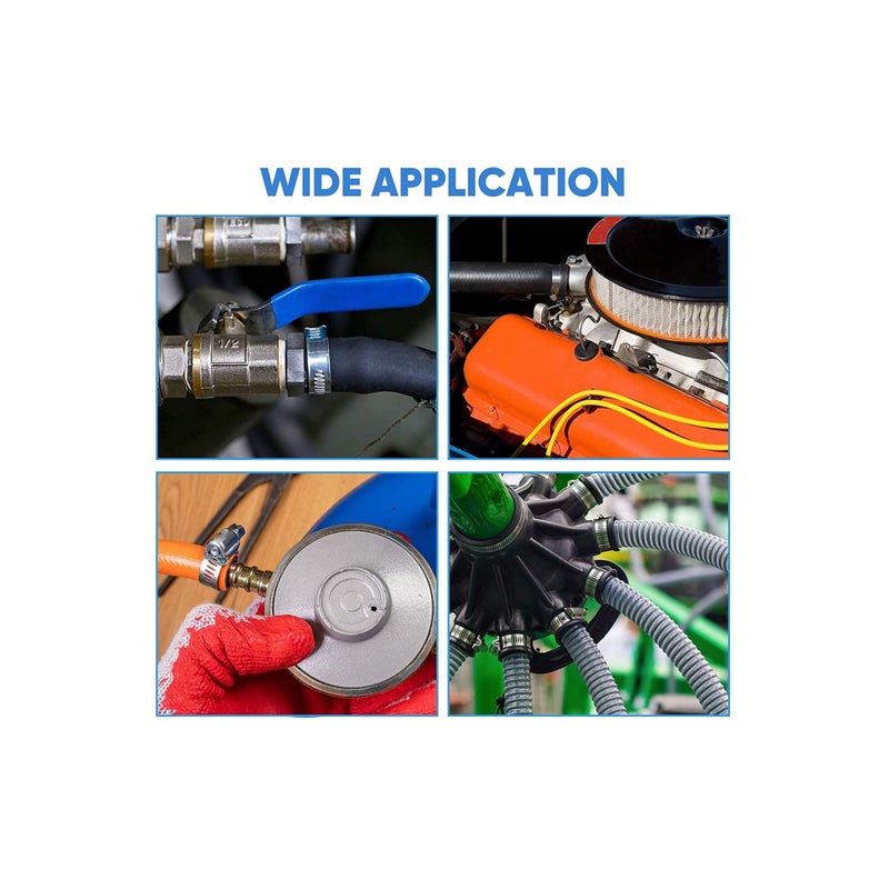 SOLARAE Hose Clamp Set - 1/4''–1-1/8'' 304 Stainless Steel Worm Gear Hose Clamps for Pipe, Intercooler, Plumbing, Tube and Fuel Line (40PCS) - Image 2