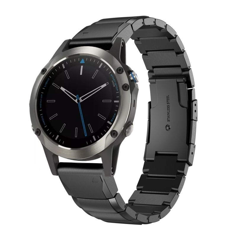 S-TOP For Garmin Quatix 5 22mm Tortoise Shell Stainless Steel Watch Band(Black) - Image 1