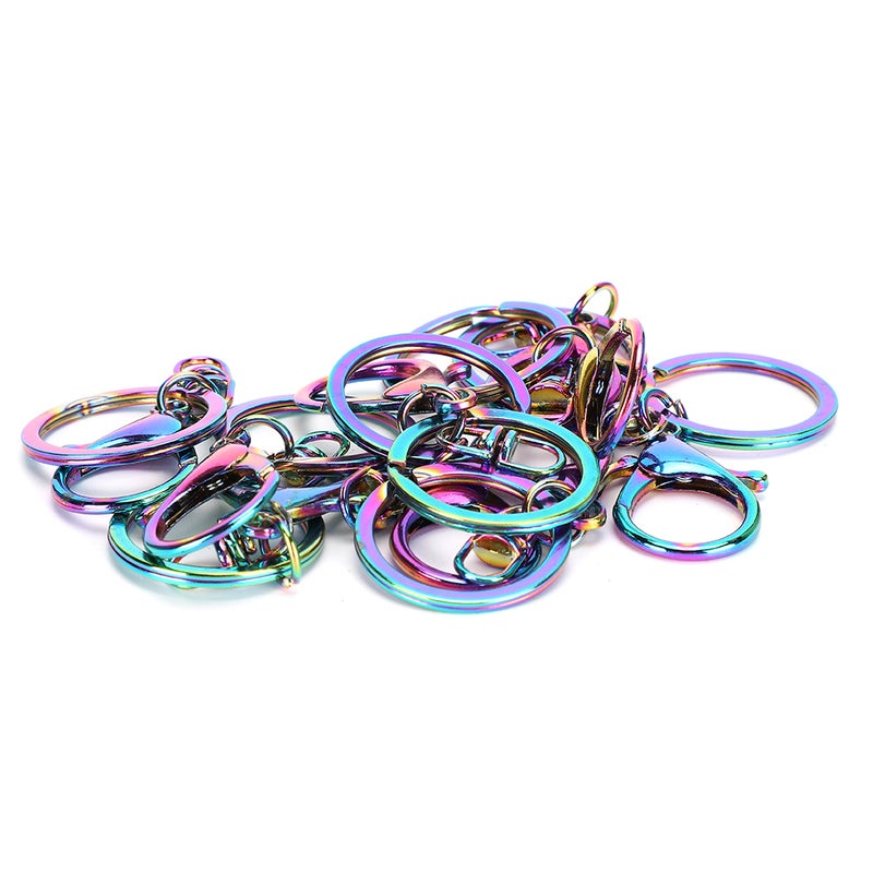 9pcs Household Colorful Iron Keyring Key Chain Clips DIY Bag Purse Jewelry Supplies - Image 3