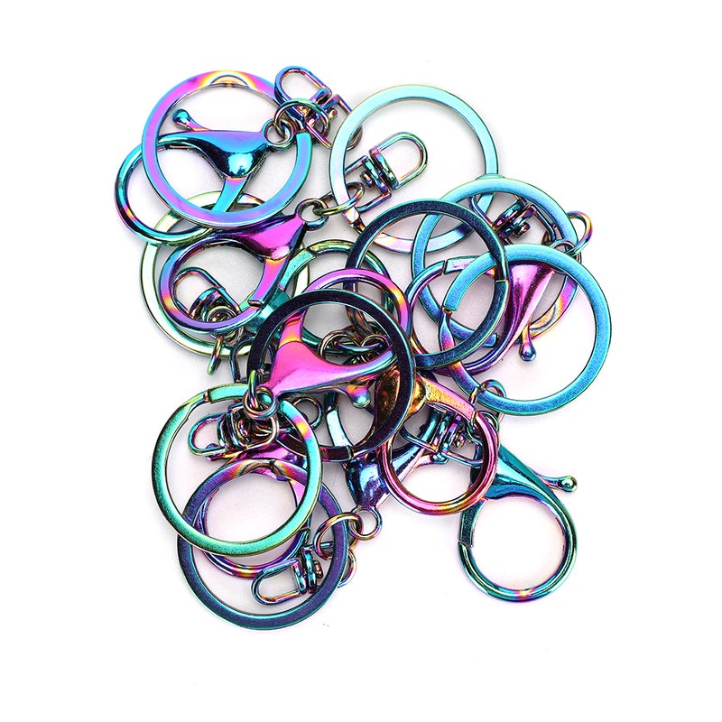 9pcs Household Colorful Iron Keyring Key Chain Clips DIY Bag Purse Jewelry Supplies - Image 1