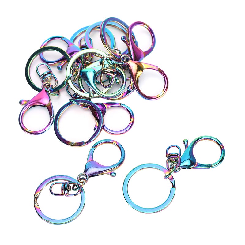 9pcs Household Colorful Iron Keyring Key Chain Clips DIY Bag Purse Jewelry Supplies - Image 2