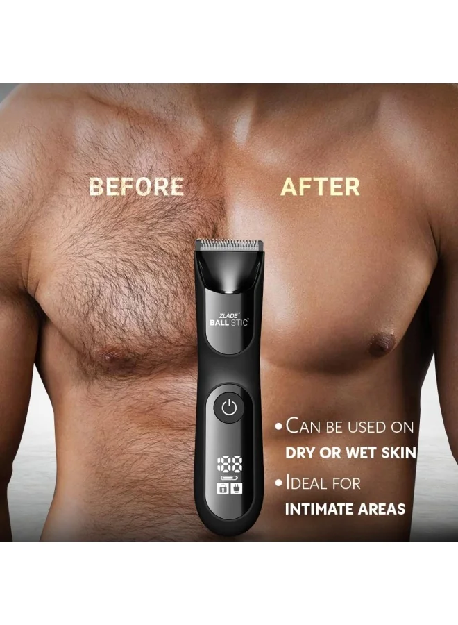 زلاد ماكينة تشذيب الجسم    للرجال | شاشة رقمية، قفل سفر ذكي | للشعر واللحية والجسم والمناطق الحساسة | مقاومة للماء، لاسلكية وقابلة لإعادة الشحن | أسود