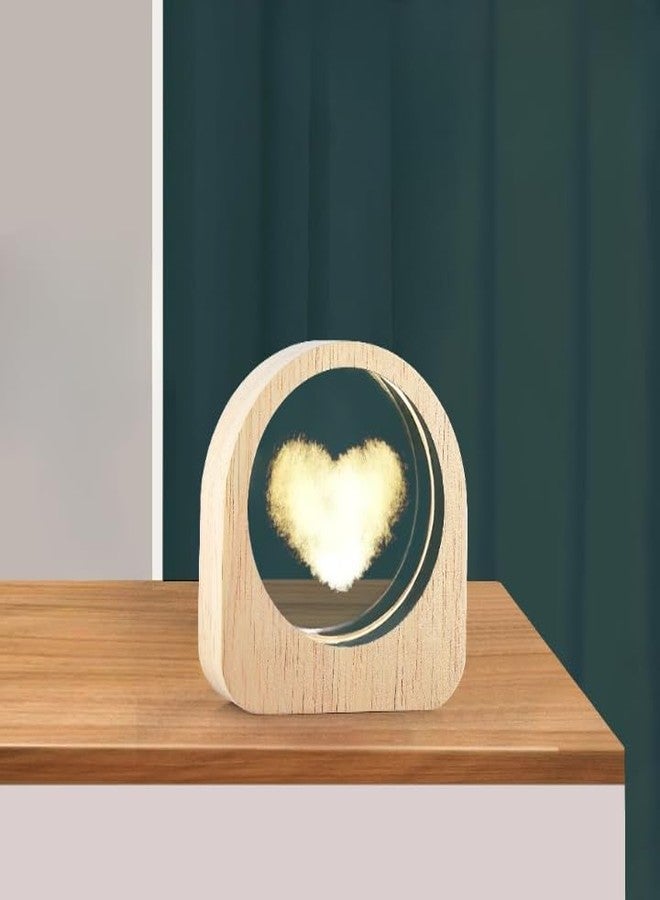 Gesto 5V USB Powered Crystal Lamp – 3D Creative Engraved Crystal Ball Night Light | Wooden Base Led Night Light for Home Office Decoration | Birthday Gift for Teens Boys and Girls (Heart Design) - Image 1
