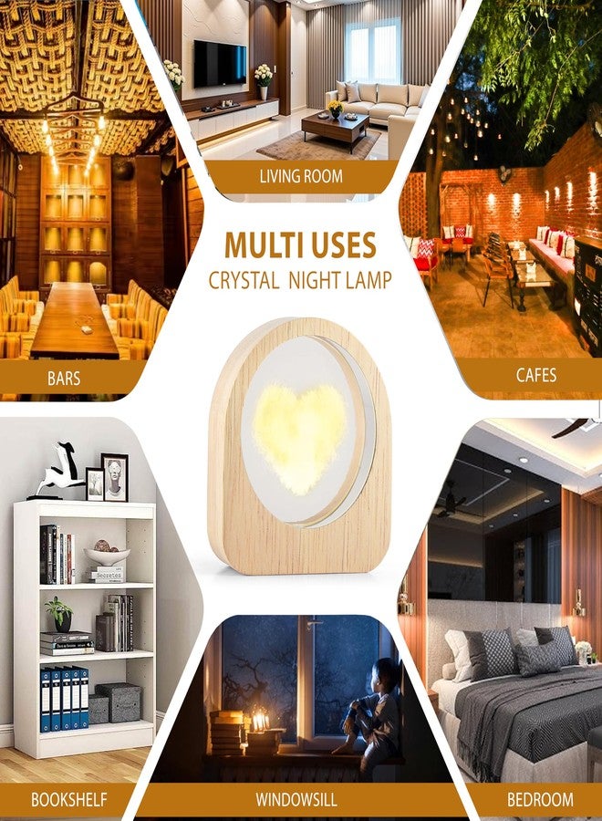 Gesto 5V USB Powered Crystal Lamp – 3D Creative Engraved Crystal Ball Night Light | Wooden Base Led Night Light for Home Office Decoration | Birthday Gift for Teens Boys and Girls (Heart Design) - Image 4