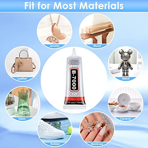 Cludoo B7000 Rhinestones Glue for Crafts, 110ML Glue of Diamond Jewelry 3.7fl.oz Clear B-7000 Super Jewelry Glue Transparent Industrial Adhesive for Fabric Phone Repair Jewelery Making Crystal Gem - Image 4