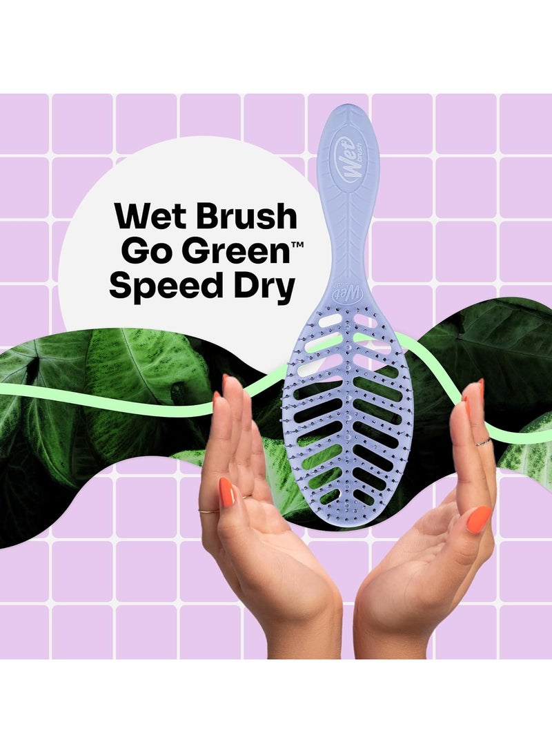 Wet Brush Go Green Speed Dry Hair Brush – Purple | Ultra-Fast Drying Vented Design | HeatFlex Bristles for Gentle Detangling | Reduces Hair Breakage & Frizz | Ideal for Wet & Dry Hair - Image 2