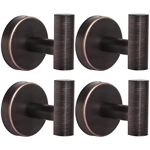 Homagic Bathroom Robe Towel Hooks Coat Wall Hook Stainless Steel Heavy Duty Door Hanger Clothes Cabinet Closet Sponges Hook for Bathroom Bedroom Kitchen Hotel Pool 4 Packs (Oil Rubbed Bronze) - Image 1