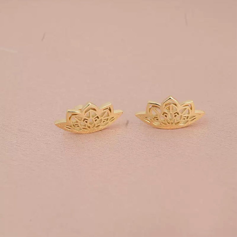 Decixde Gold Silver Cartilage Helix Earring for Women Geometric Mandala Lotus Flower Hidden Helix Piercing Earrings Hypoallergenic Cartilage Piercing Earring Jewelry for Women (Gold Flower) - Image 4