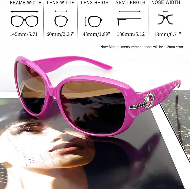 Joopin Big Womens Sunglasses Polarized Trendy Sun Glasses Large Rectangle UV Protection Rhinestone Sunnies - Image 4