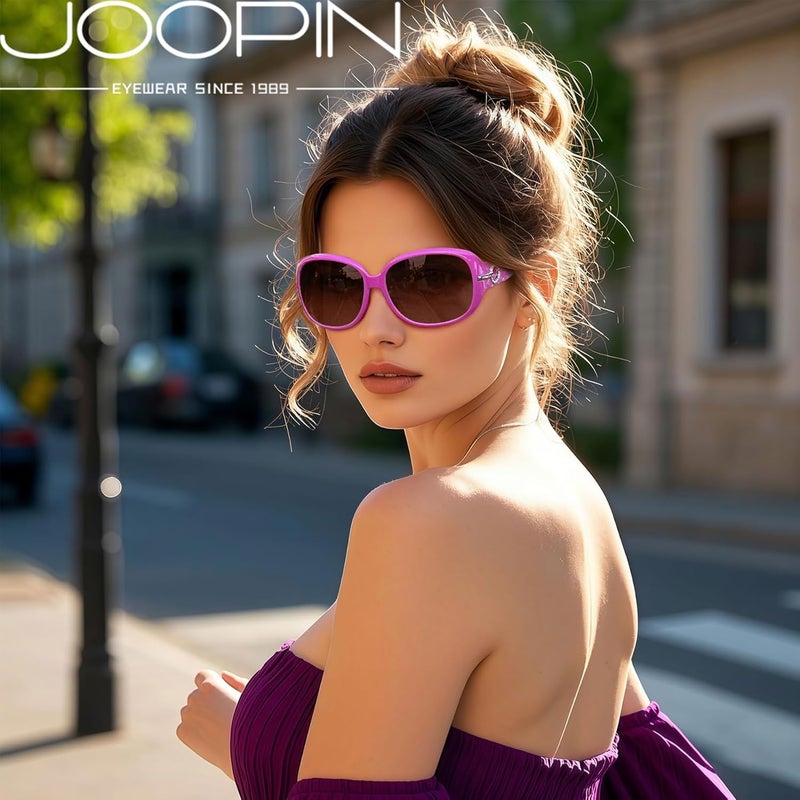 Joopin Big Womens Sunglasses Polarized Trendy Sun Glasses Large Rectangle UV Protection Rhinestone Sunnies - Image 2