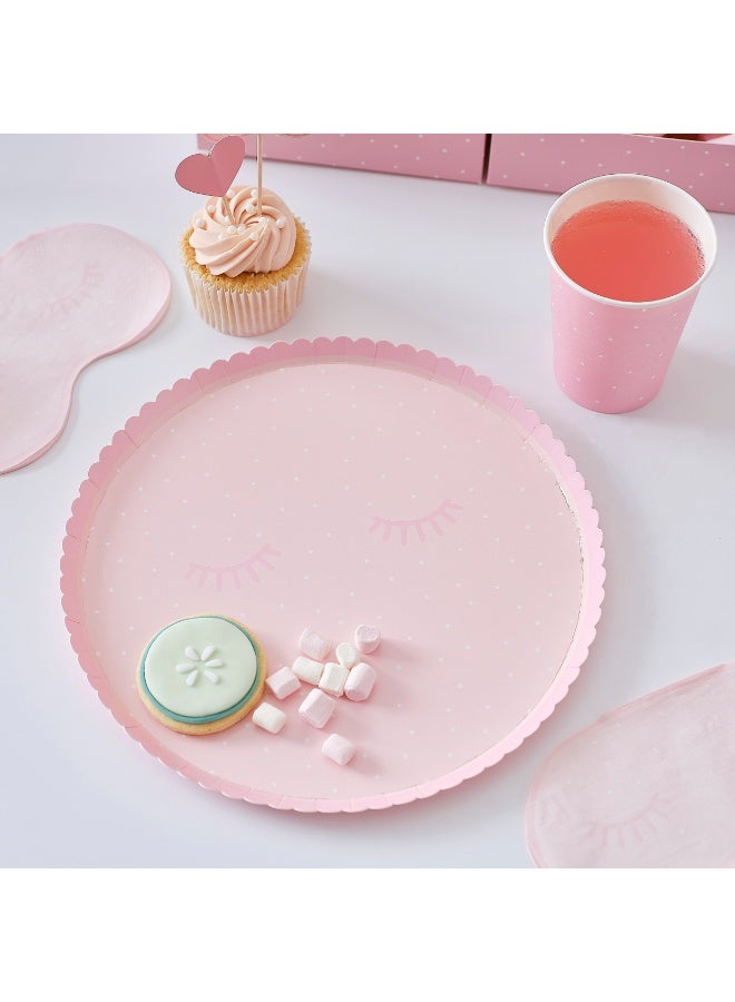 Ginger Ray Pink Polka Dot Pamper Party Paper Plates - Image 1