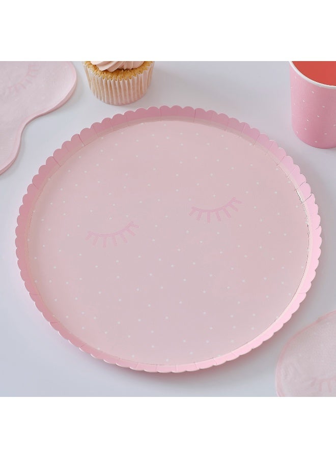 Ginger Ray Pink Polka Dot Pamper Party Paper Plates - Image 2