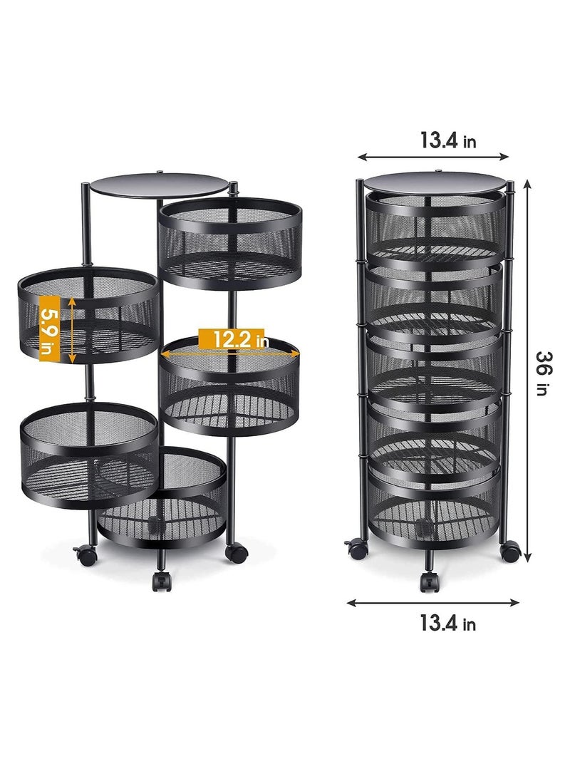 DubaiGallery - Rotating Vegetable Rack, Kitchen Storage Rack, Multi-layer Floor Type Round Layered Fruit Basket for Kitchen, Bathroom, Living Room - Image 1