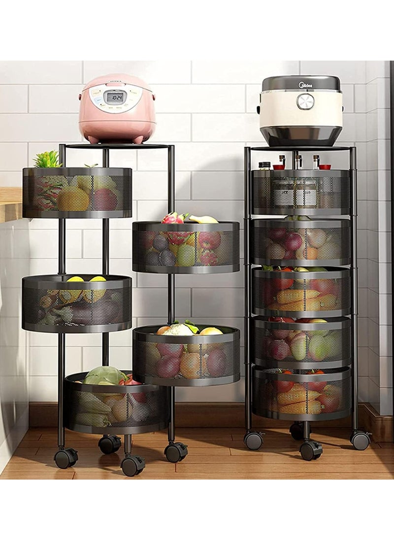 DubaiGallery - Rotating Vegetable Rack, Kitchen Storage Rack, Multi-layer Floor Type Round Layered Fruit Basket for Kitchen, Bathroom, Living Room - Image 1