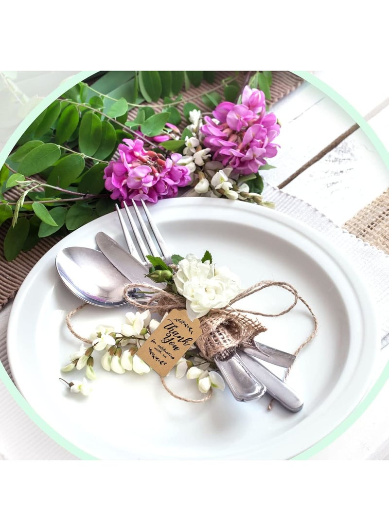 SOLARAE Kraft Paper Gift Tags, 100 Pcs 5 * 3 cm Thank You for Celebrating with Us Wedding Labels with Jute TWater String, Brown Hanging Card for Baby Shower, Wedding Favor, Party Decor, DIY Crafts, Birthdays - Image 3