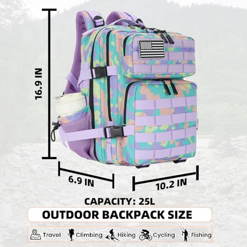 Lovelinks21 25L Tactical Military Backpack Small Travel Backpack for Men and Women Assault Pack Bug Out Bag Molle Daypack Gym Backpack with Bottle Holder (Color Camo) - Image 2