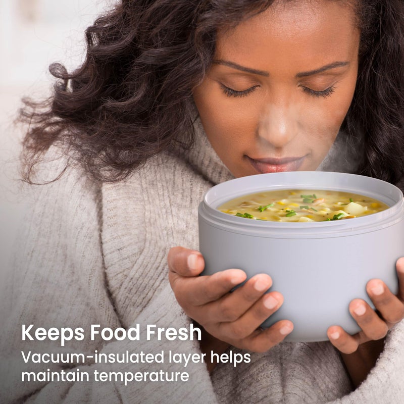 Bentgo Bowl - Insulated Leak-Resistant Bowl with Snack Compartment, Collapsible Utensils and Improved Easy-Grip Design for On-the-Go - Holds Soup, Rice, Cereal & More - BPA-Free, 21.2 oz (Gray) - Image 3