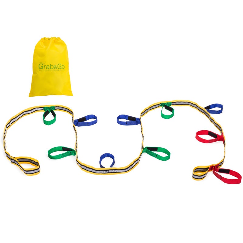 walkodile Grab & Go, Kids Walking Rope (10 Child). Teacher Designed. Extra Safety Feature on Handles. Hi Viz Detail. Includes Free Learning Games for Walks Guide - Image 1