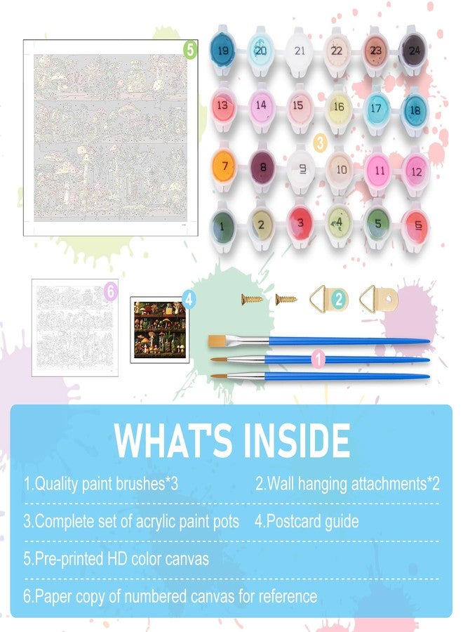 Offito Paint by Numbers Kit for Adults - Mushroom Acrylic Adult Paint by Number Kits on Canvas for Beginner, Shelf DIY Oil Painting by Numbers for Adults Kit, Perfect for Home Decor Gift 16"x20" - Image 5