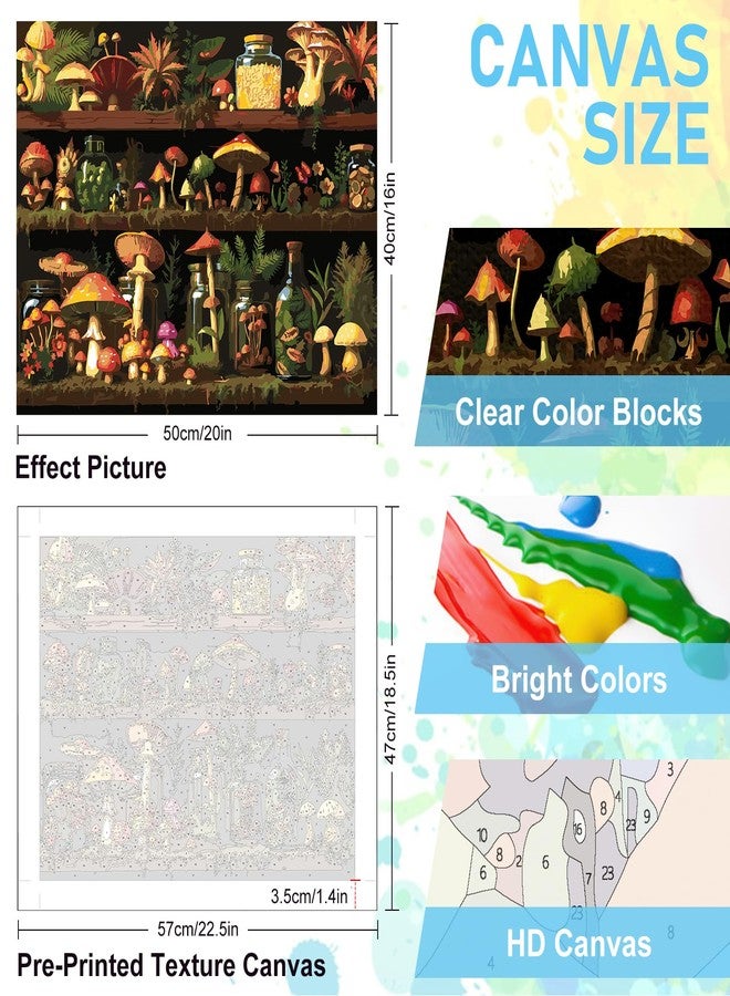 Offito Paint by Numbers Kit for Adults - Mushroom Acrylic Adult Paint by Number Kits on Canvas for Beginner, Shelf DIY Oil Painting by Numbers for Adults Kit, Perfect for Home Decor Gift 16"x20" - Image 3