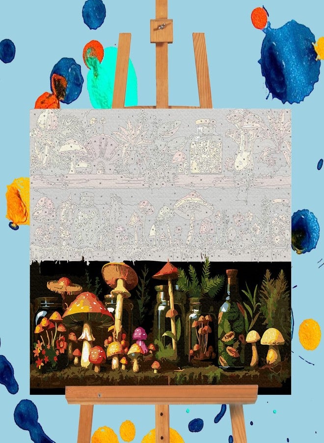 Offito Paint by Numbers Kit for Adults - Mushroom Acrylic Adult Paint by Number Kits on Canvas for Beginner, Shelf DIY Oil Painting by Numbers for Adults Kit, Perfect for Home Decor Gift 16"x20" - Image 4