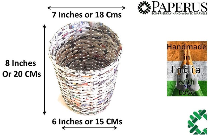 Sonas Creation Sonas Creation Paperus Small Size 8 Inch TALL 5 Liter Color Natural Open Top Waste Basket Dustbin Trashcan Paper Bin Storage Basket Ecofriendly Handmade of Paper Ropes  - Image 3