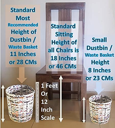 Sonas Creation Sonas Creation Paperus Small Size 8 Inch TALL 5 Liter Color Natural Open Top Waste Basket Dustbin Trashcan Paper Bin Storage Basket Ecofriendly Handmade of Paper Ropes  - Image 2