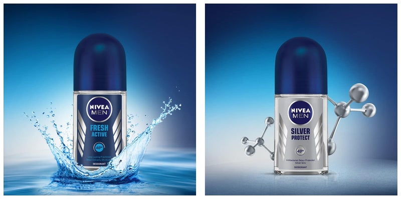 NIVEA Men Deodorant Roll On Silver Protect 50ml And NIVEA Men Deodorant RollOn Fresh Active Original 50ml