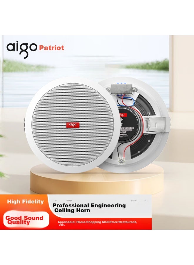 Patriots Aigo 6.5-Inch Ceiling Speaker, Suspended Ceiling Wall-Mounted Public Address System, Commercial Shop Indoor Ceiling-Mounted High-Quality Speaker, Recessed Fixed-Pressure Indoor Speaker - Image 1