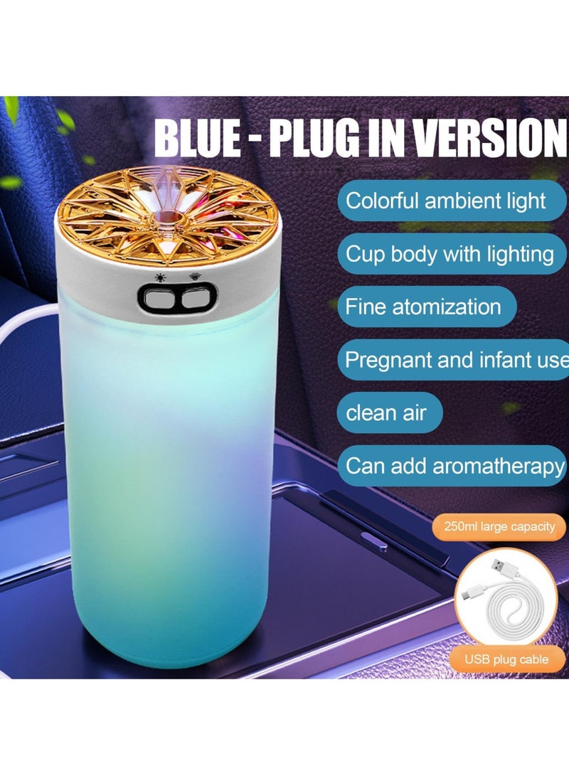 VIO Mini Portable Humidifier USB Connector Cool Mist Aromatherapy Air Humidifier Large Spray LED Night Light for Cars Office Bedroom Home Blue White 300ML  - Image 3