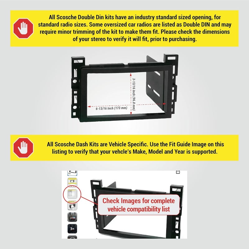 Scosche ICGM11BN Double DIN Complete Basic Installation Kit for Select Non-Amplified 2004-09 Chevrolet and Pontiac Vehicles - GM Stereo Install Kit - See Fit Guide in Images to Verify Your Vehicle - Image 3