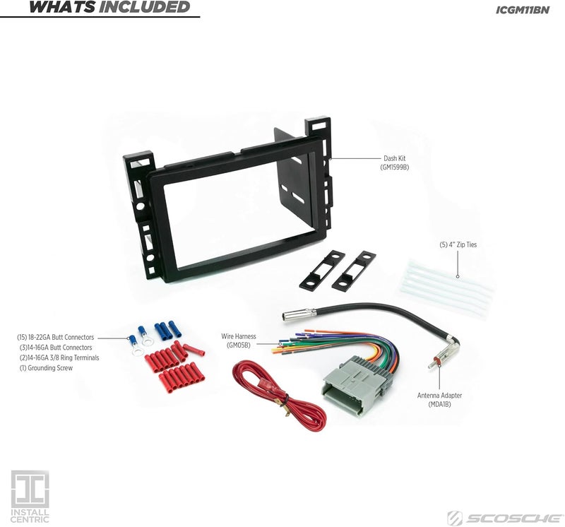 Scosche ICGM11BN Double DIN Complete Basic Installation Kit for Select Non-Amplified 2004-09 Chevrolet and Pontiac Vehicles - GM Stereo Install Kit - See Fit Guide in Images to Verify Your Vehicle - Image 2