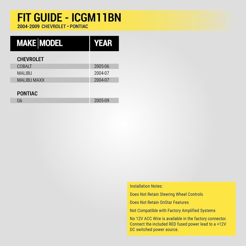 Scosche ICGM11BN Double DIN Complete Basic Installation Kit for Select Non-Amplified 2004-09 Chevrolet and Pontiac Vehicles - GM Stereo Install Kit - See Fit Guide in Images to Verify Your Vehicle - Image 4