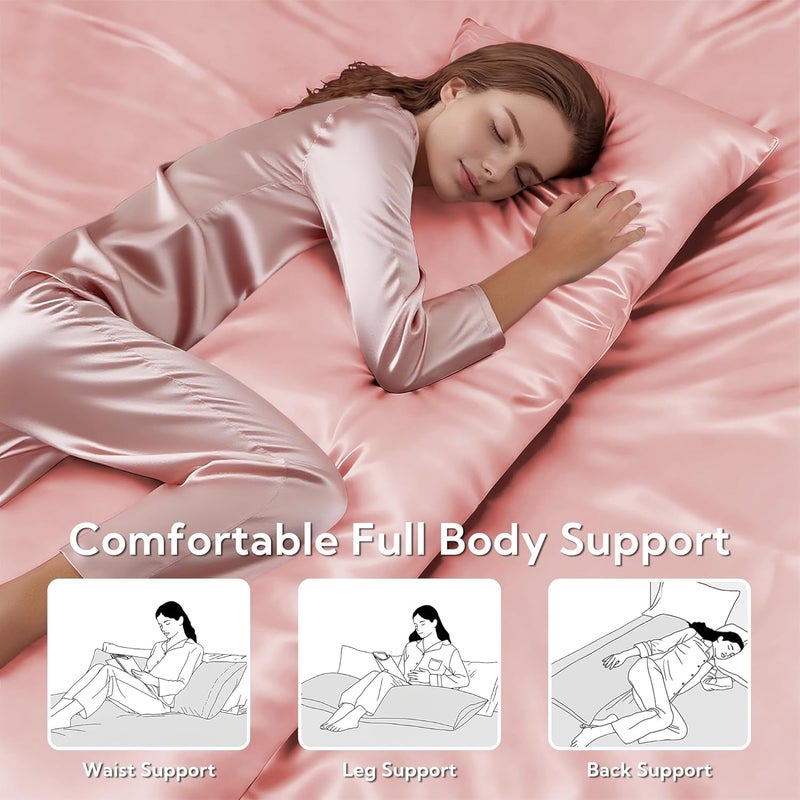 MR&HM Satin Body Pillow Cover, 20x54 inches Body Pillow Case for Adults, Silk Satin Cooling Body Pillow Pillowcase with Envelope Closure (20x54, Blush) - Image 5