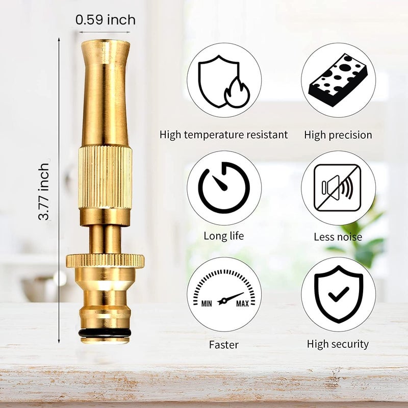 NIL JO Golden Brass Nozzle Water Spray Gun,1/2 Inch Compression Connection, Golden, Suitable for Car - Image 5