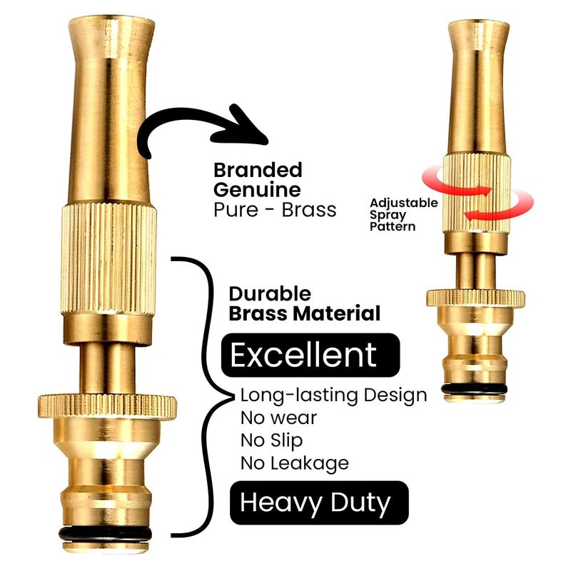NIL JO Golden Brass Nozzle Water Spray Gun,1/2 Inch Compression Connection, Golden, Suitable for Car - Image 3