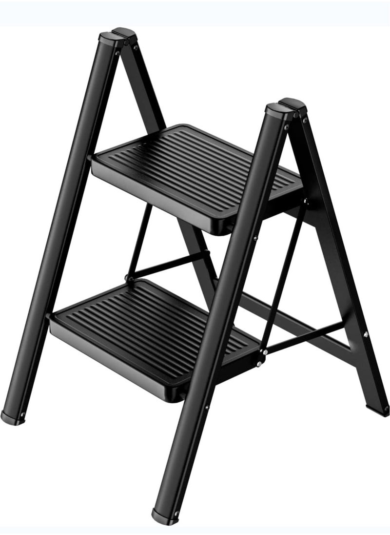 SUNRISE 2 Step Folding Step Stool,Steel Metal Step Stools Non-Slip Pedal,Small Portable Ladder Kitchen Lightweight Home Office Ladders  - Image 4